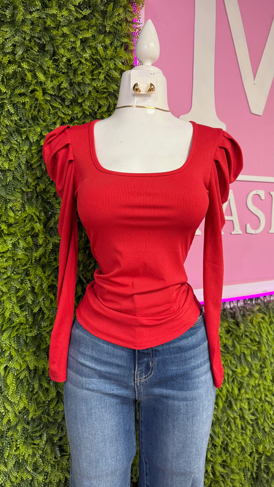 Red Long Sleeve Top