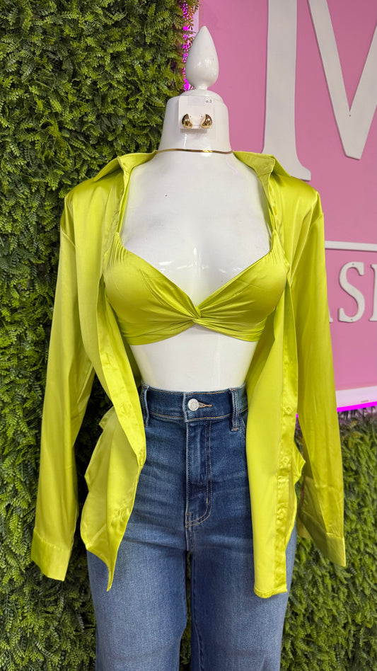 Satin Button Top