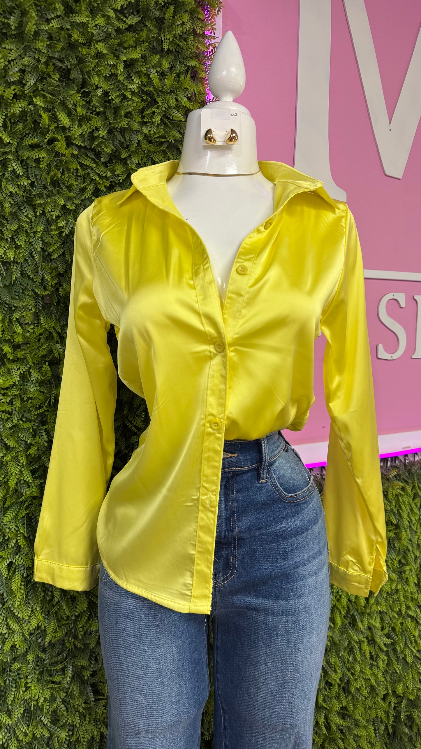 Yellow Satin Top