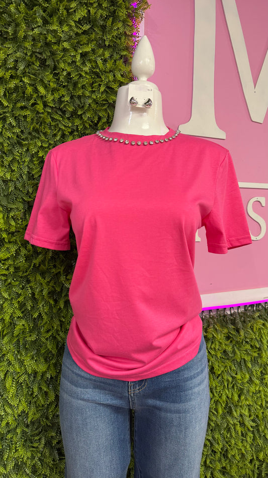 Hot Pink Rhinestone T-Shirt