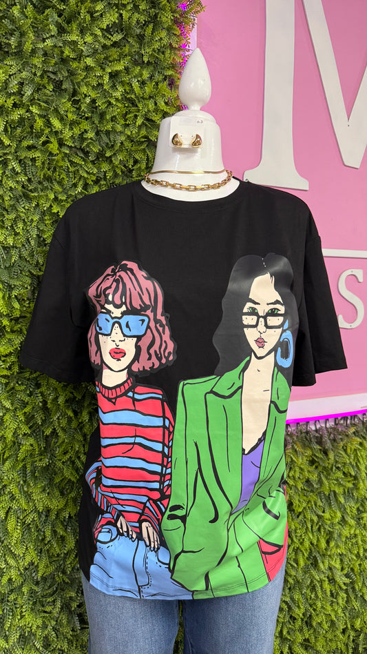 Black Graphic T-Shirt (One Size)