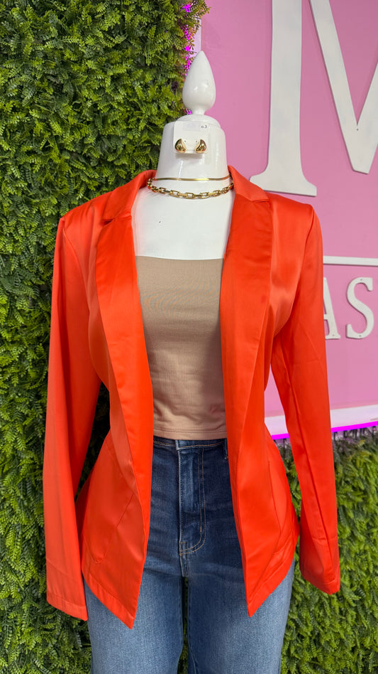 Orange Satin Blazer