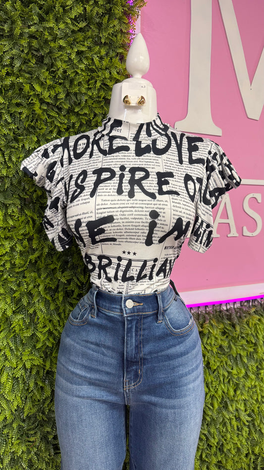 Mock Neck Graphic Bodysuit
