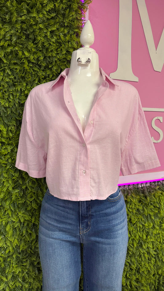 Pink Button Up Top
