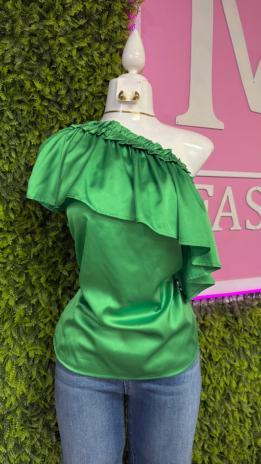One Sleeve Ruffle Top