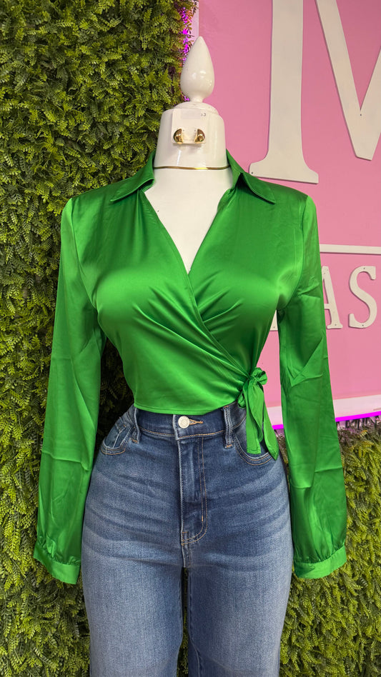 Satin Long Sleeve Top