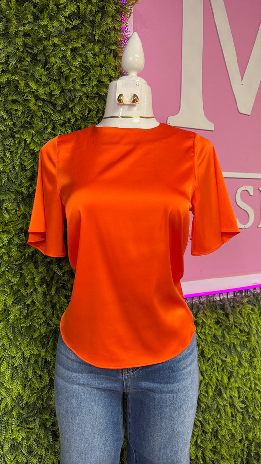 Orange Satin Top