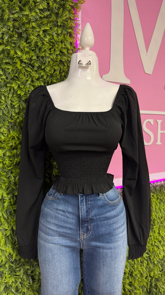 Elastic Long Sleeve Top