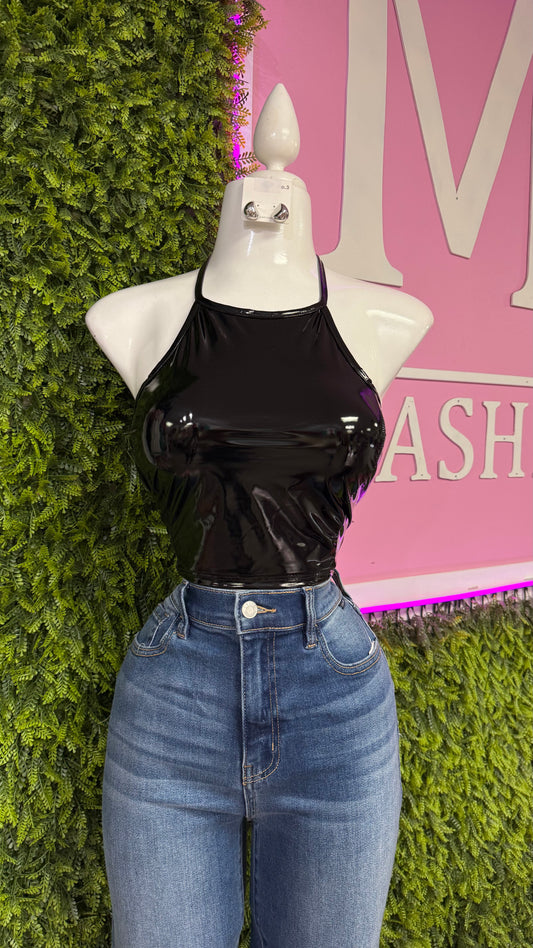 Leather Halter Neck Top