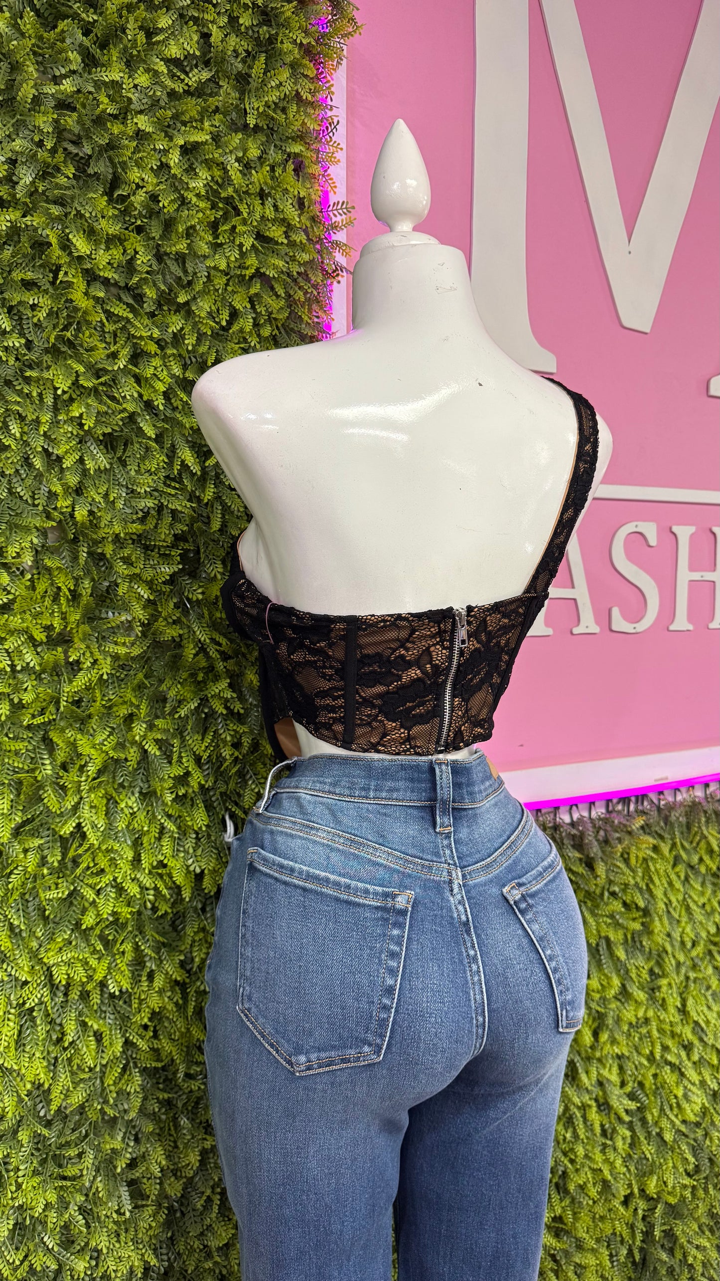 One Sleeve Lace Top