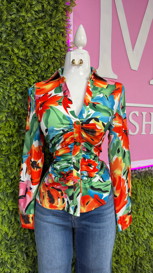 Multicolor Tropical Top