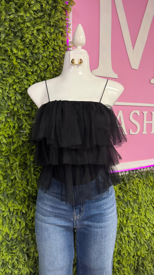 Black Ruffle Top