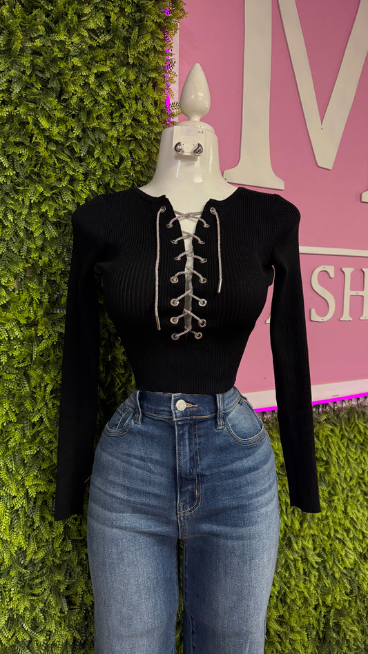 Rhinestone Long Sleeve Top