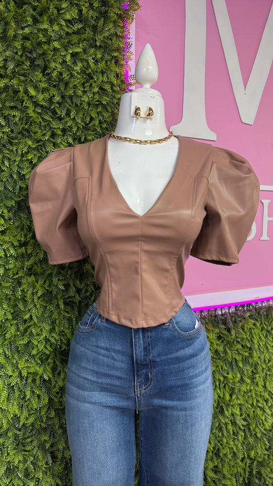 Dark Nude Leather Top