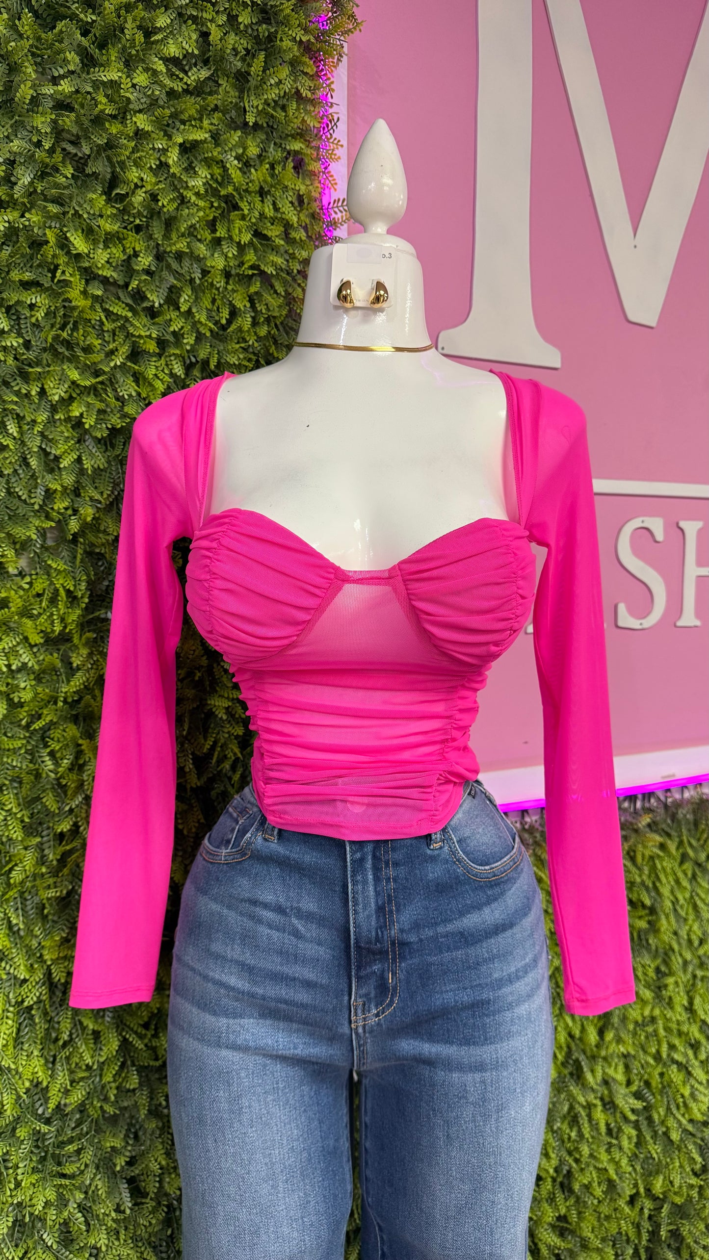 Neon Pink Mesh Top