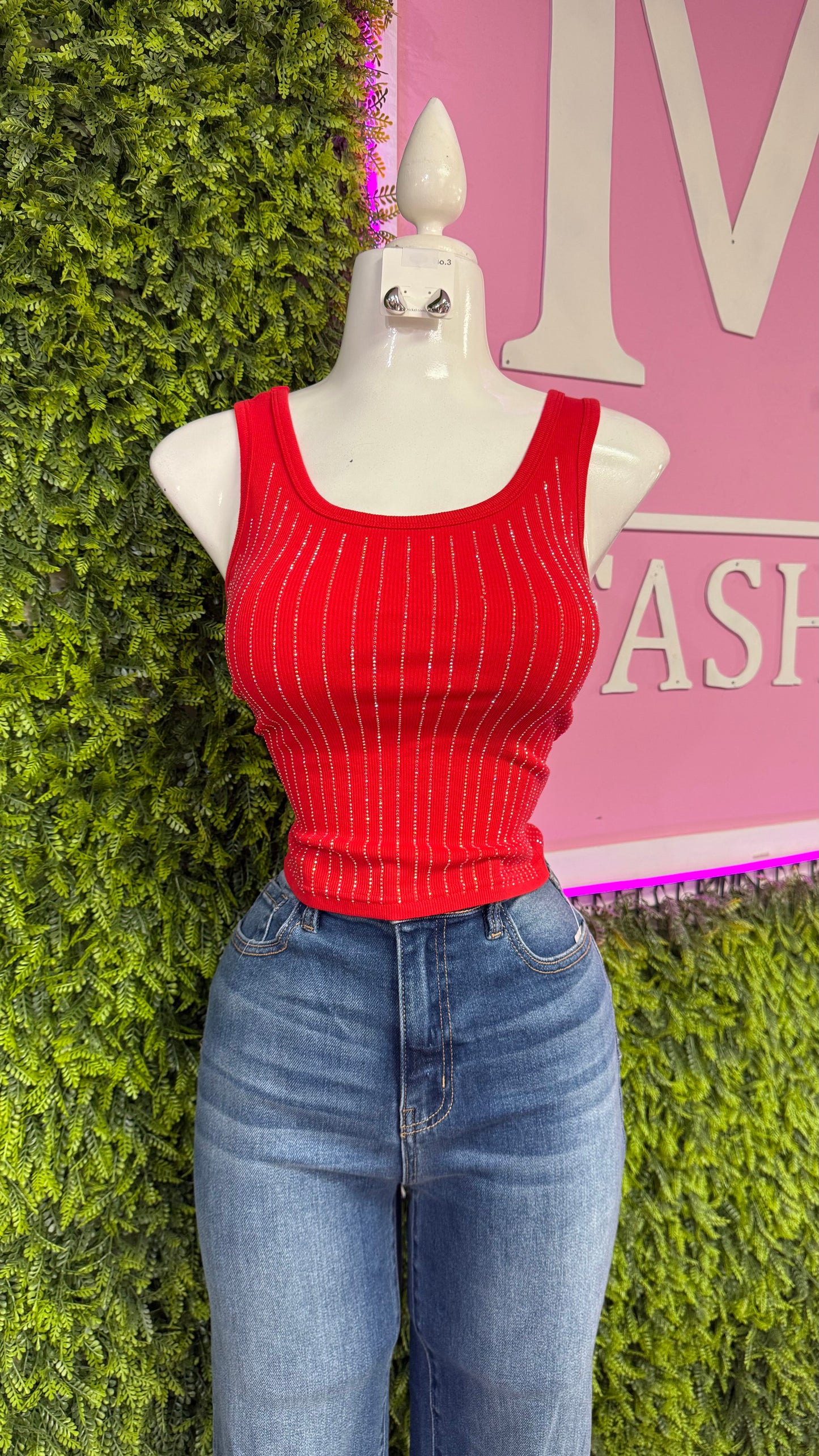 Red Rhinestone Top