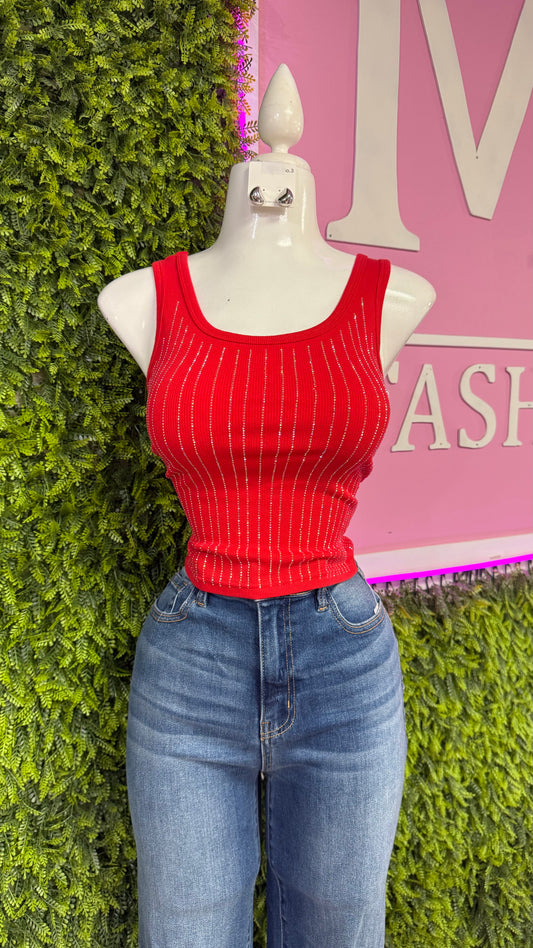 Red Rhinestone Top
