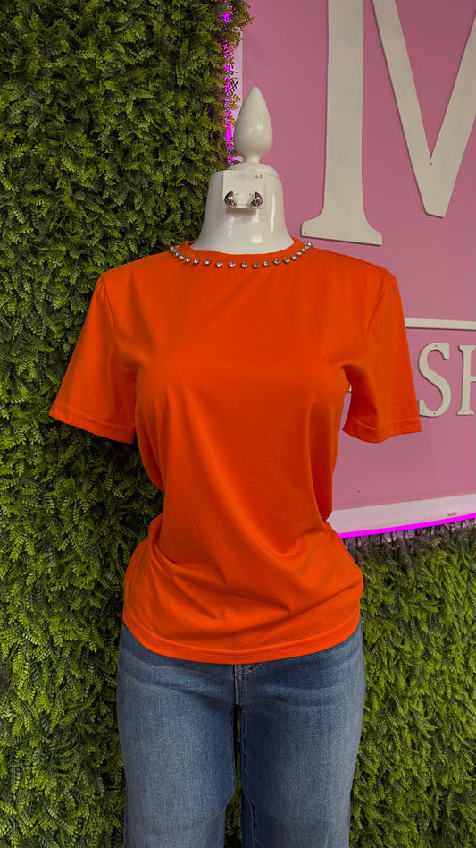 Orange Rhinestone T-Shirt