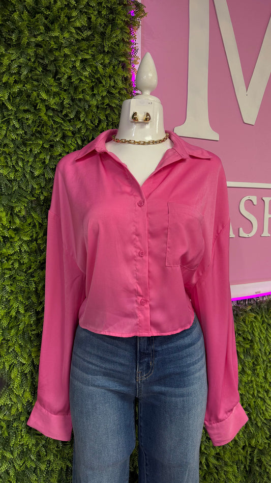 Pink Button Up Top