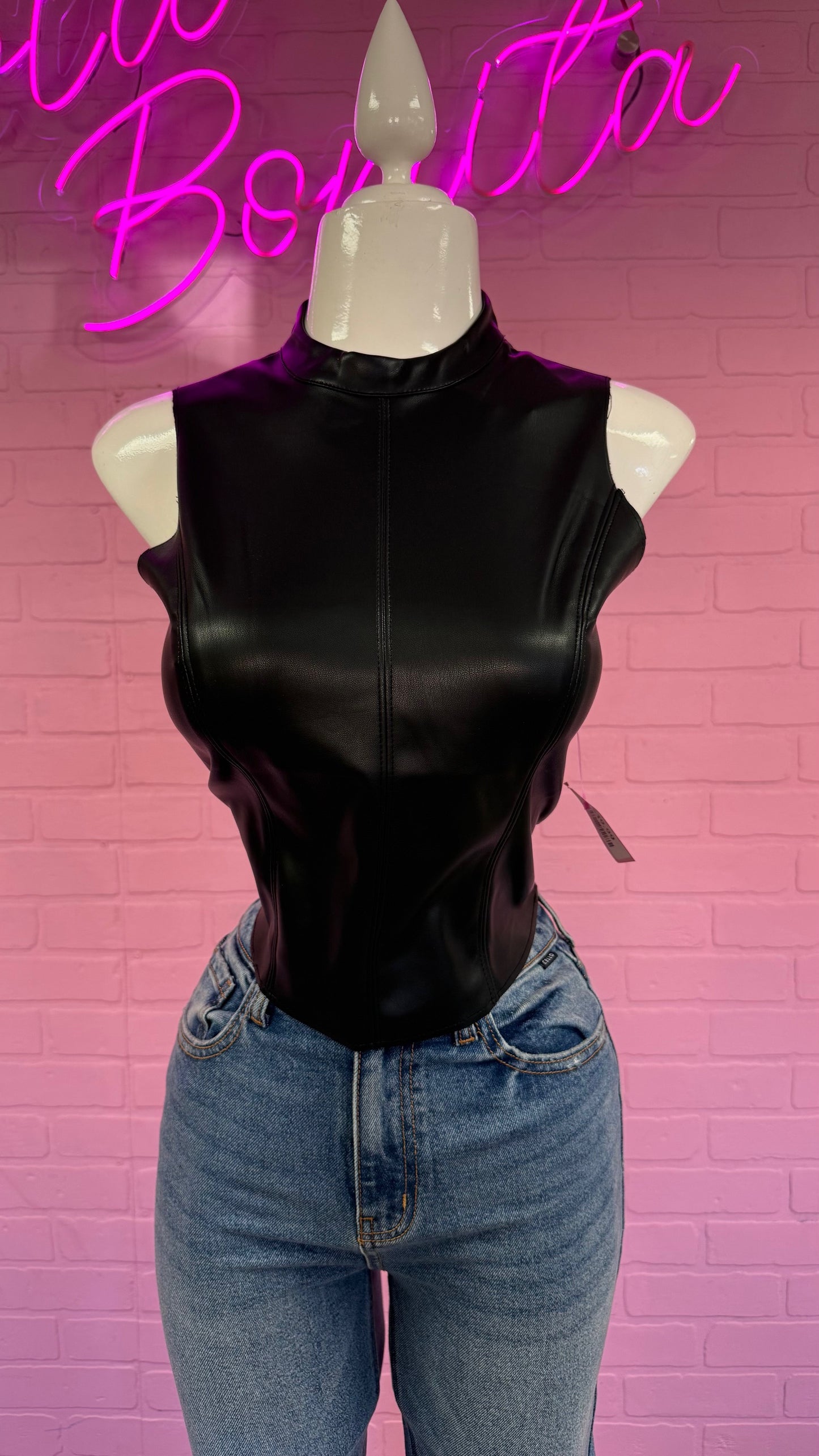 Leather Sleeveless Top