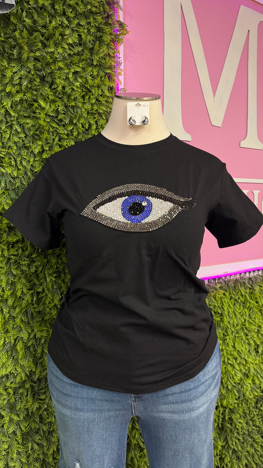 Black Graphic Top (Curvy)
