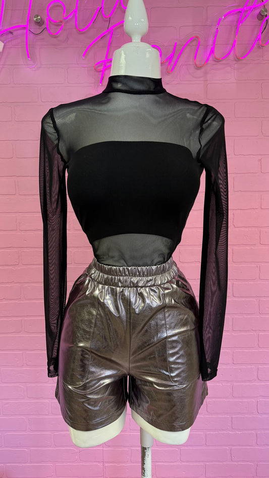 Gunmetal Metallic Shorts