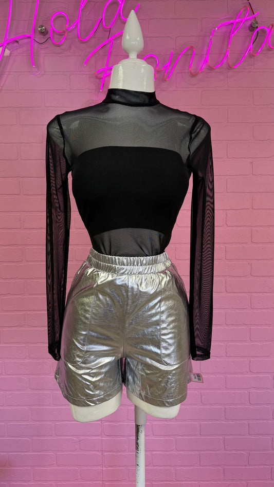 Silver Metallic Shorts