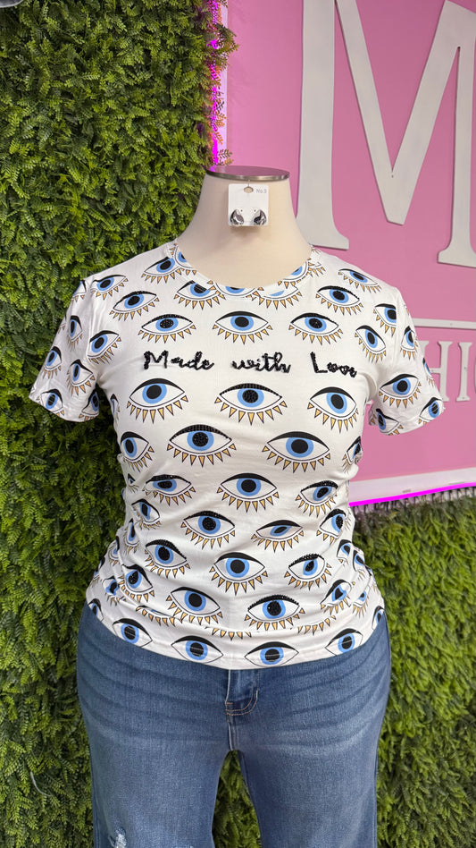White Evil Eye Top (Curvy)