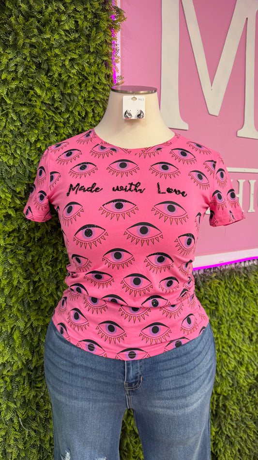 Pink Evil Eye Top (Curvy)