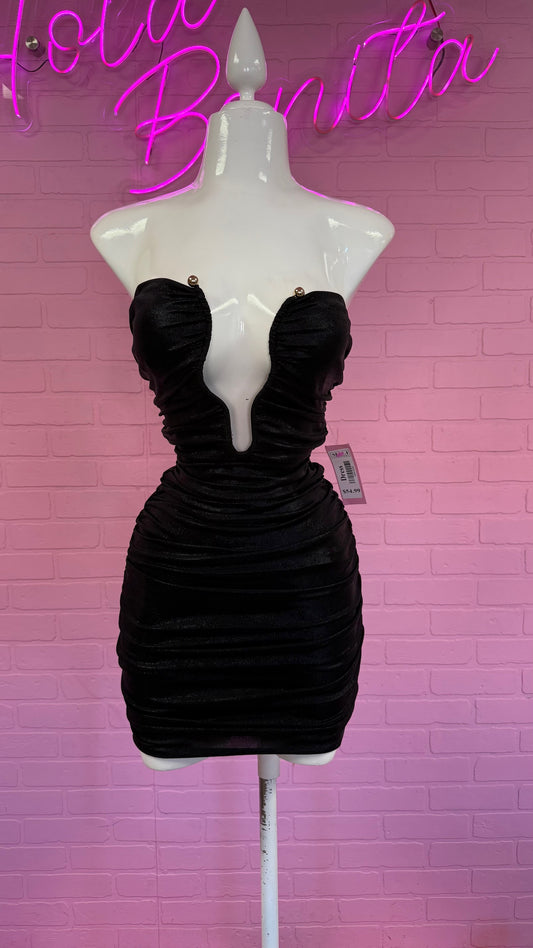 Black Detail Mini Dress