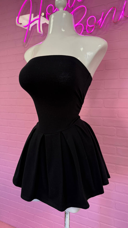 Strapless Pleated Dress