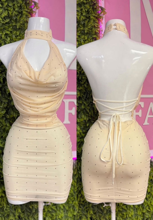Ivory Halter Neck Dress