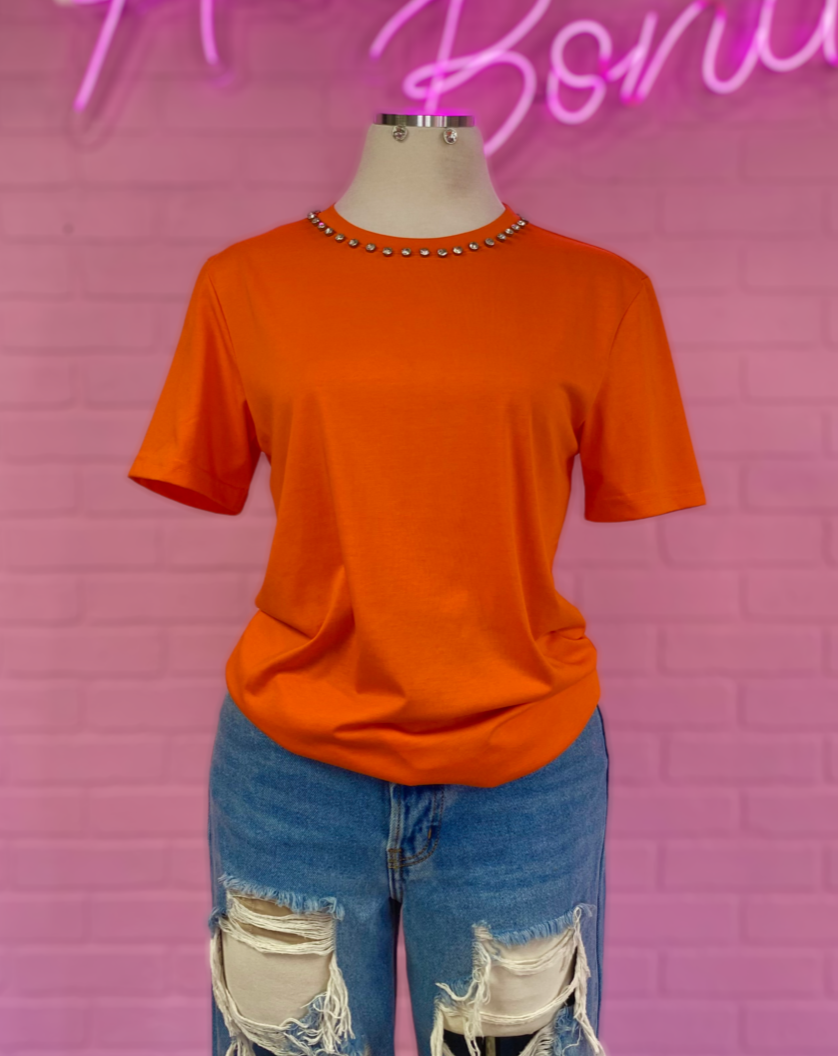 Orange Rhinestone T-Shirt