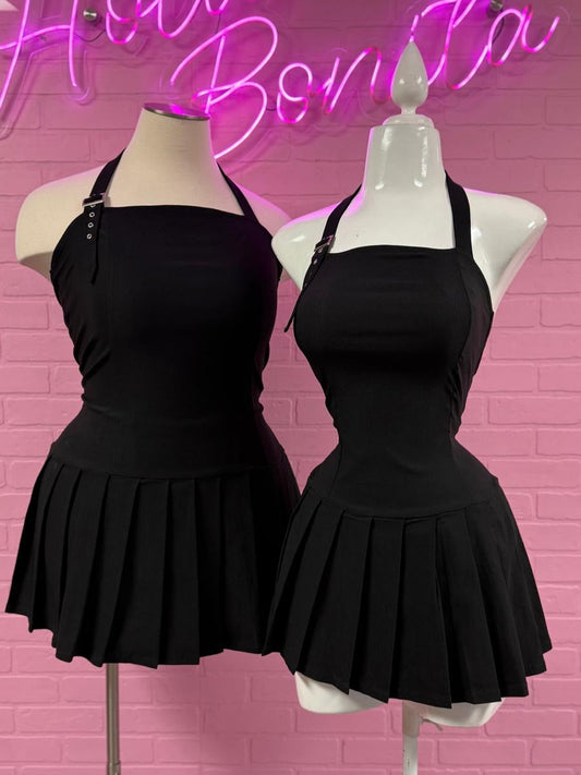 Halter Neck Pleated Dress